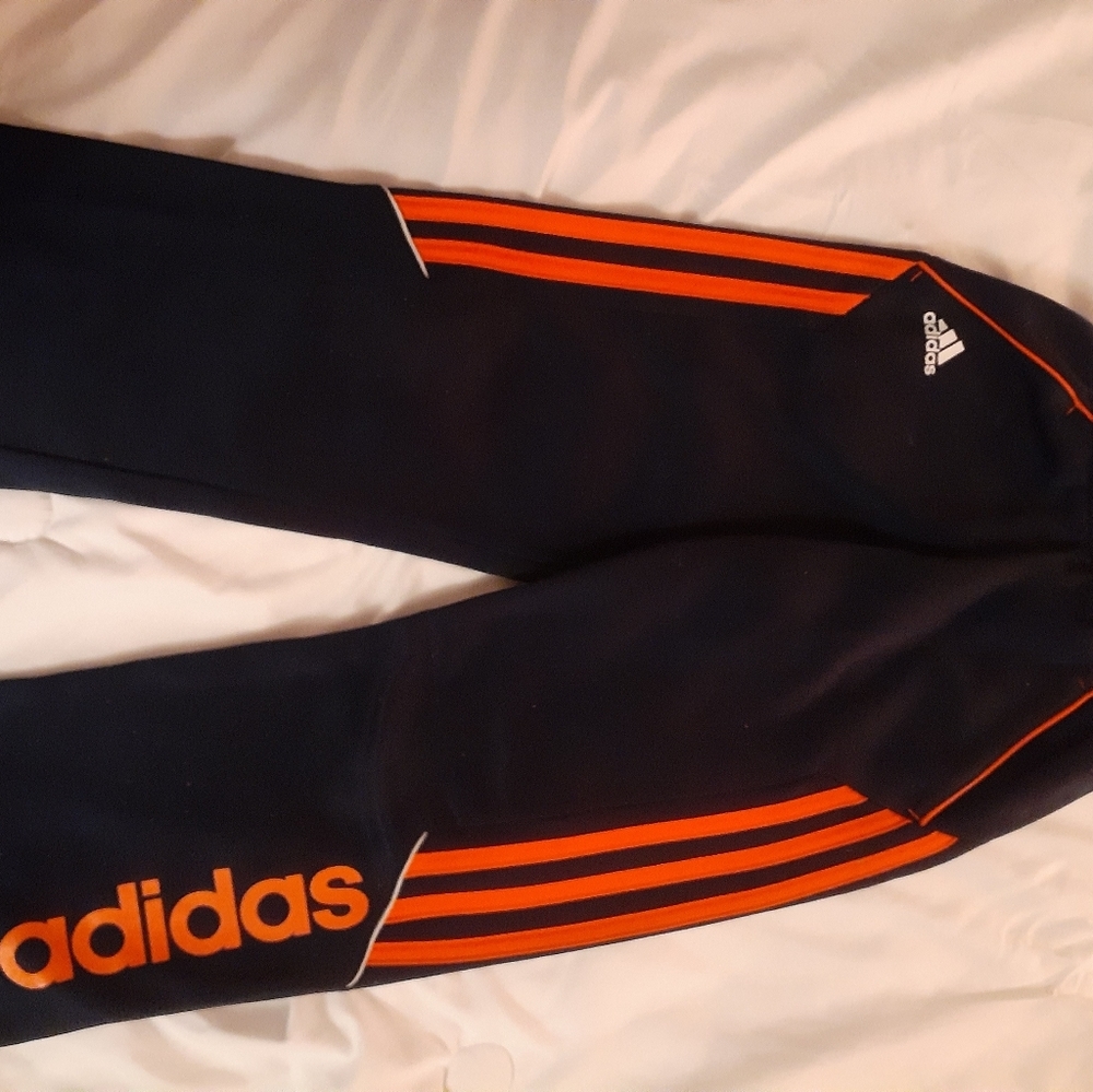 Boys Adidas pants size 7 navy and orange